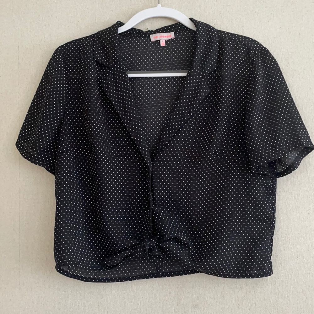 Re:named Cropped Polka Dot Button Up